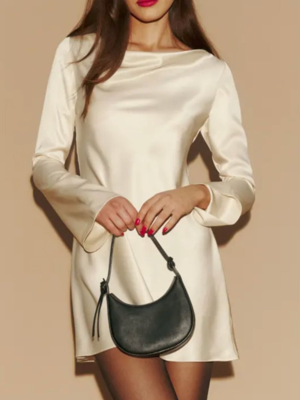Reformation Pike Satin Dress Ivory - Size M